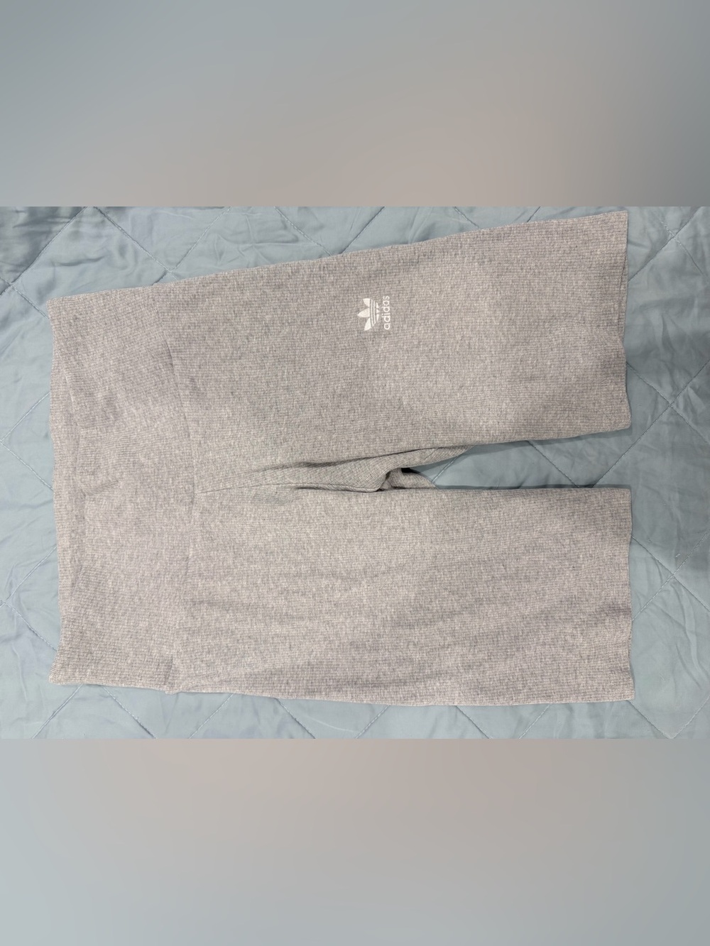 Adidas Originals Heather Gray Ribbed High Waisted Bike Shorts